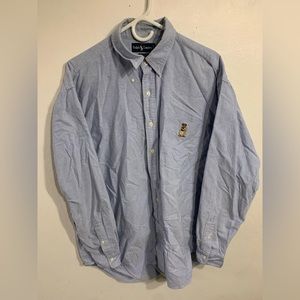 VTG Ralph Lauren USA Polo Bear Blaire Blue Denim Button Up Shirt Size Large